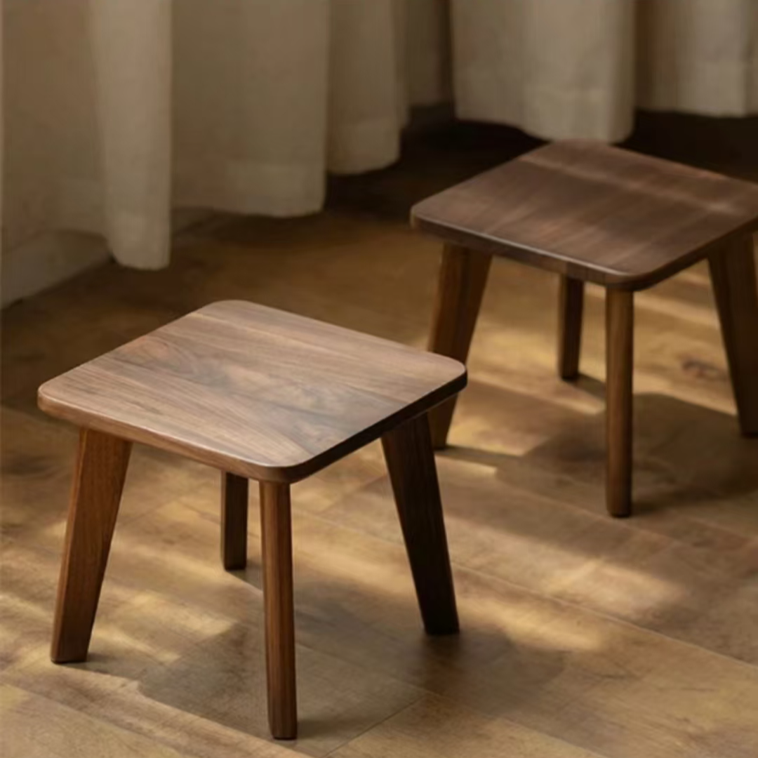 实木凳子方凳儿童换鞋凳家用客厅茶几小板凳矮凳黑胡桃木凳子