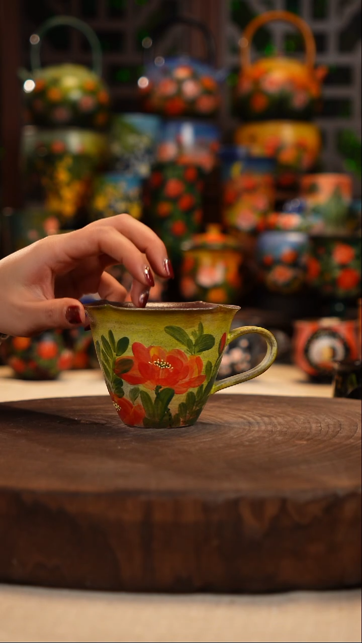 紫砂 油画釉下彩手绘