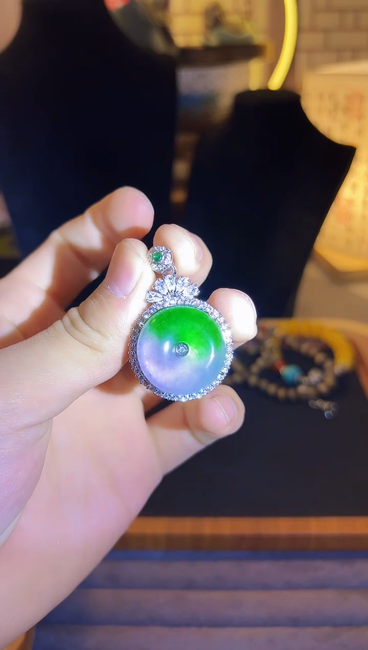 翡翠银S925镶嵌吊坠(不含链)D135