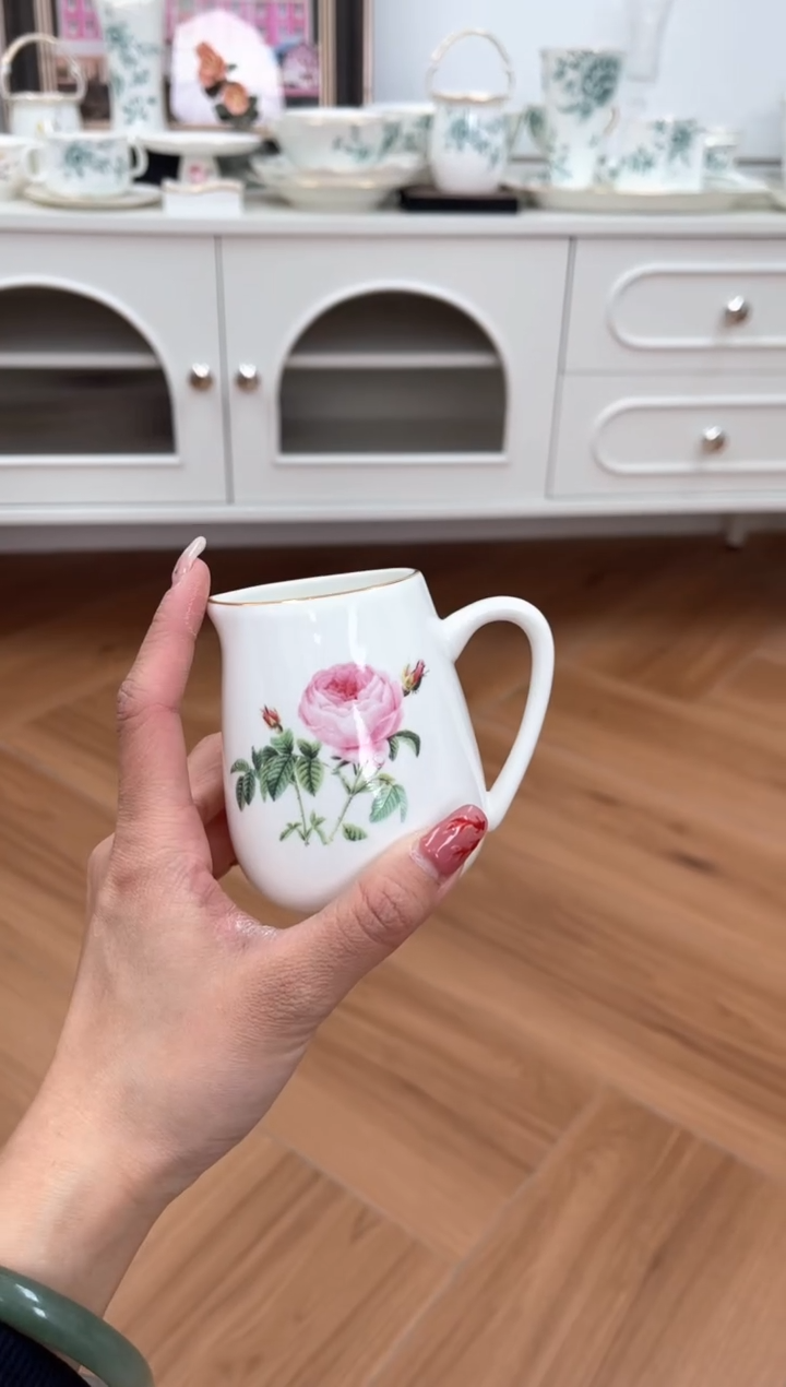 【闪购商品】碗玫瑰高骨骨瓷奶杯