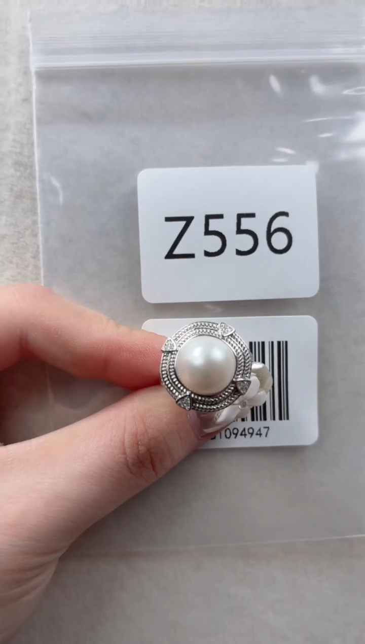 银S925镶嵌戒指海水珍珠Z556
