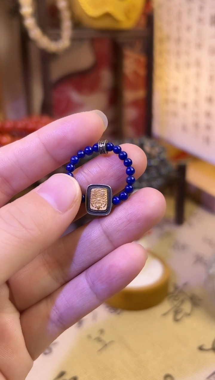 银S925镶嵌青金石戒指青金石扎基拉姆戒指