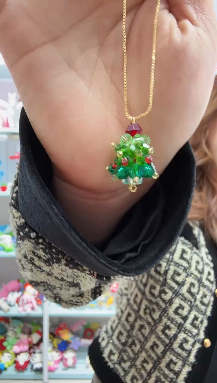 玻璃2001卡4水晶尖珠材料包一套圣诞树绿色