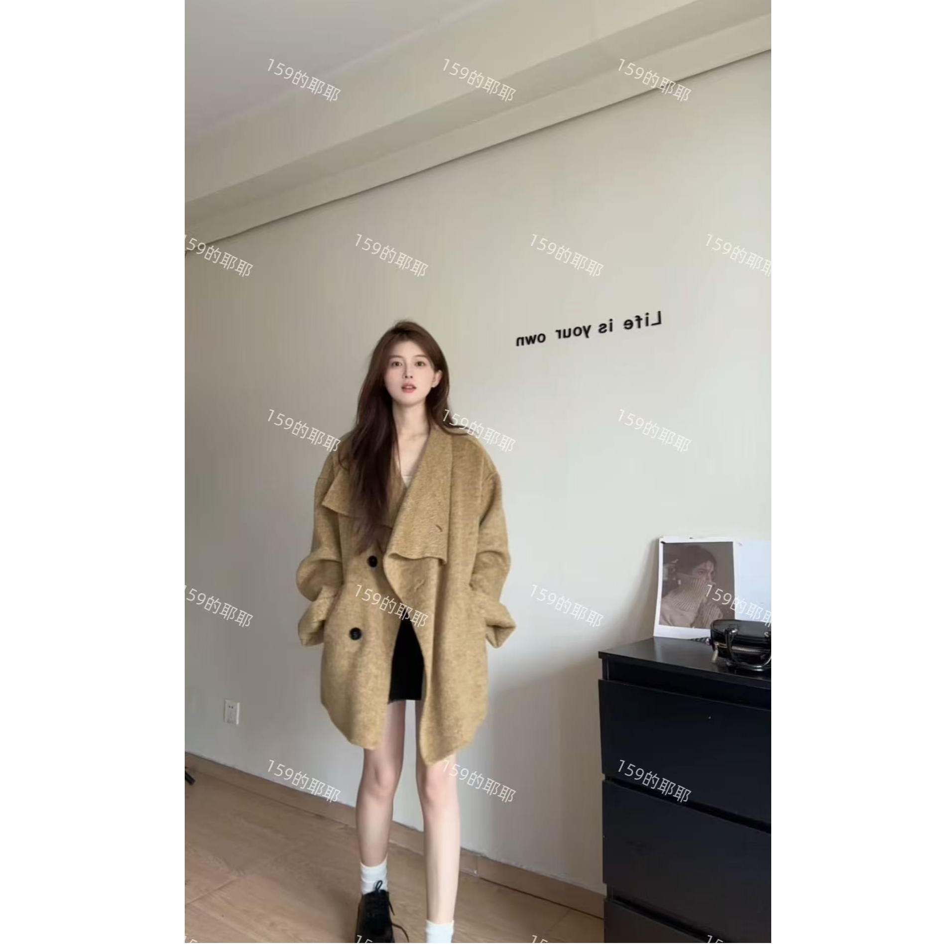 【159的耶耶】2025新款时尚气质百搭网红高品双面呢大衣25008