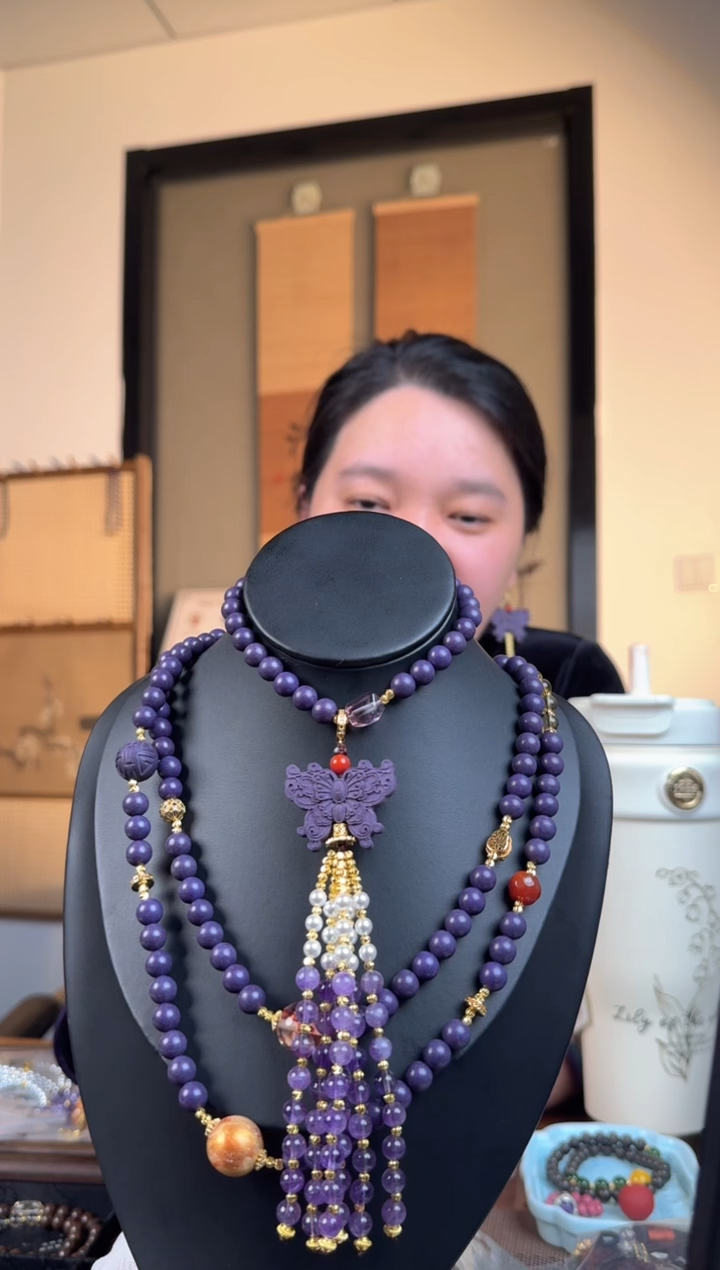 泥塑紫阙归元8mm三合一斜跨连