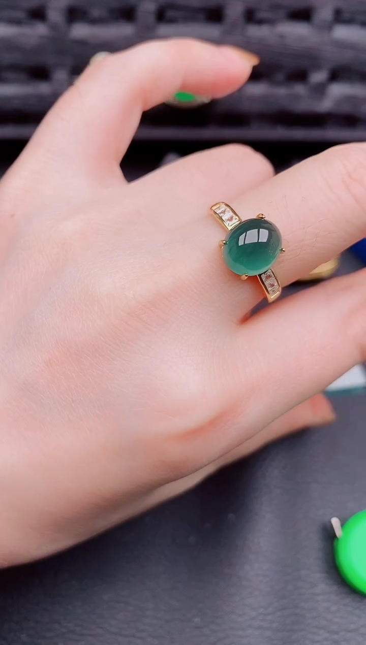 【闪购商品】翡翠戒指银S925镶嵌天然a货翡翠688