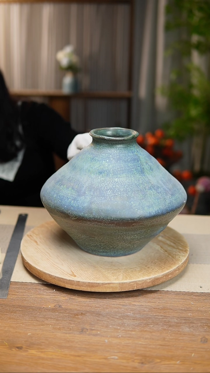 【闪购商品】陶瓷花器蓝绿飞碟 