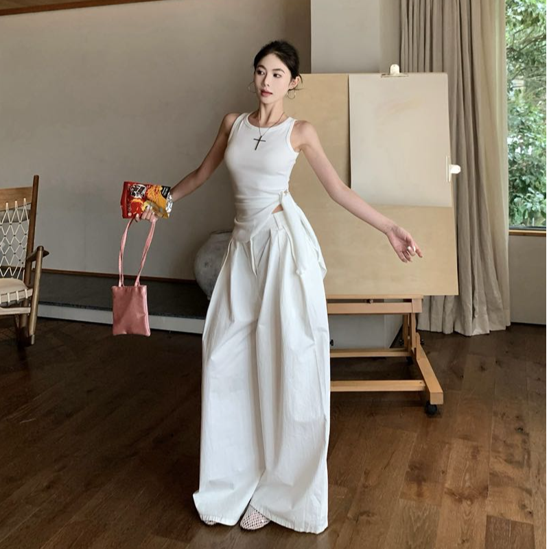 韩系小众设计感绑带背心女夏季2025新款修身显瘦辣妹设计感上衣