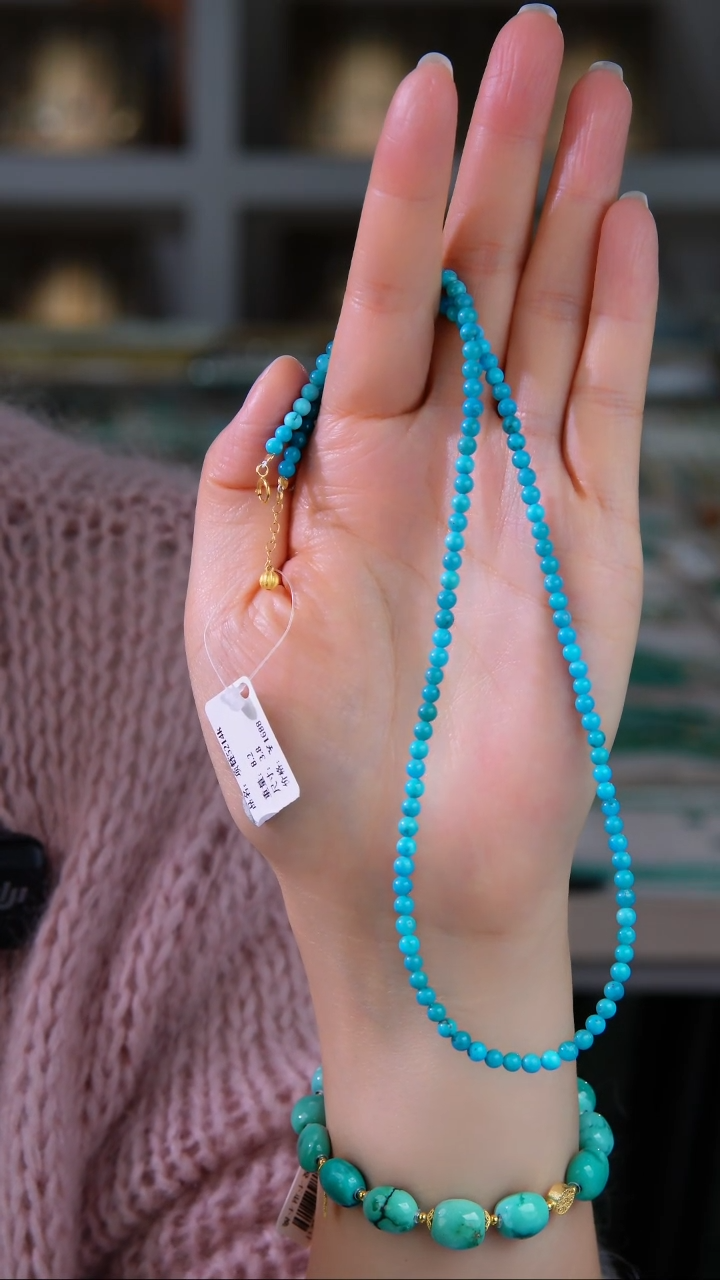 18K金镶嵌绿松石项链1