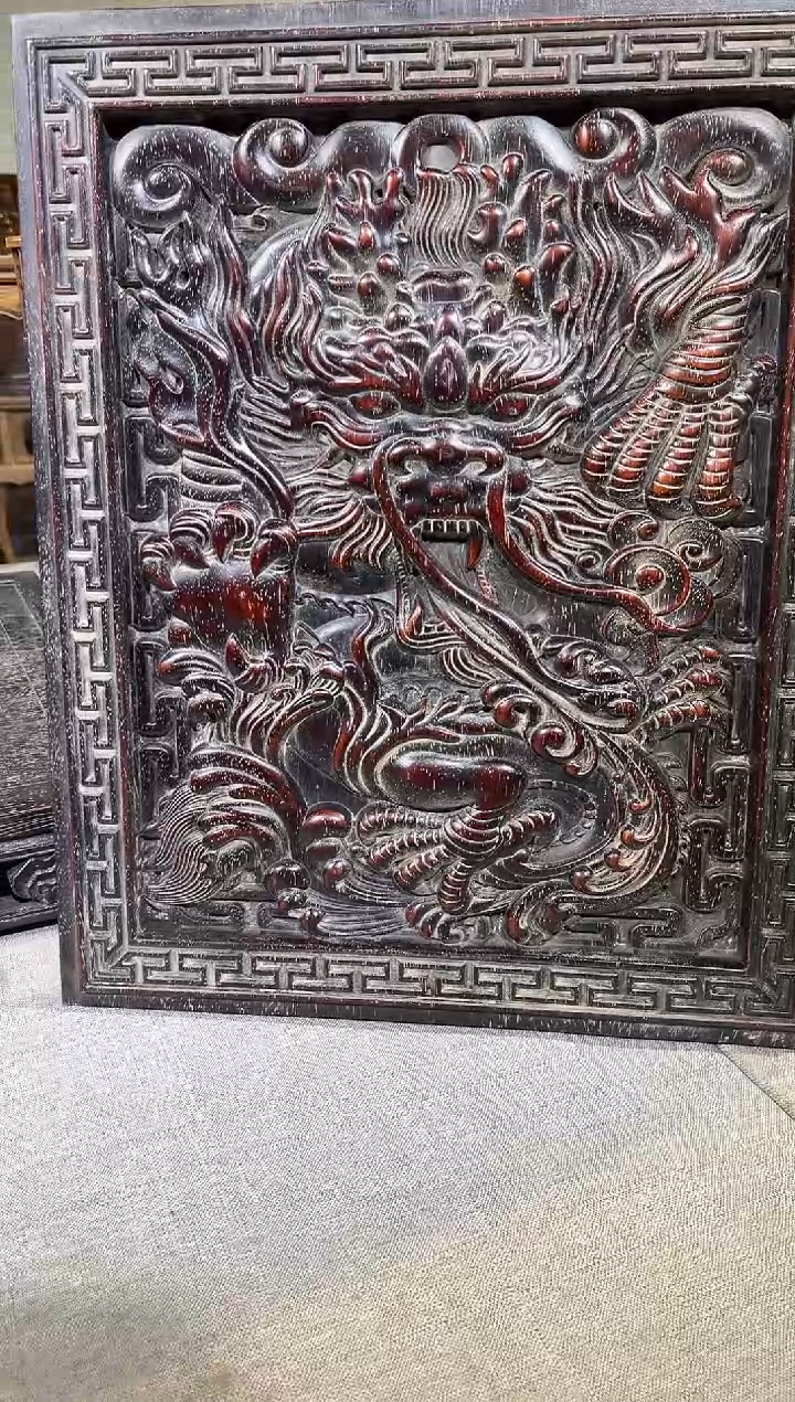 檀香紫檀（小叶紫檀）侣*者雕刻正脸龙雕刻板