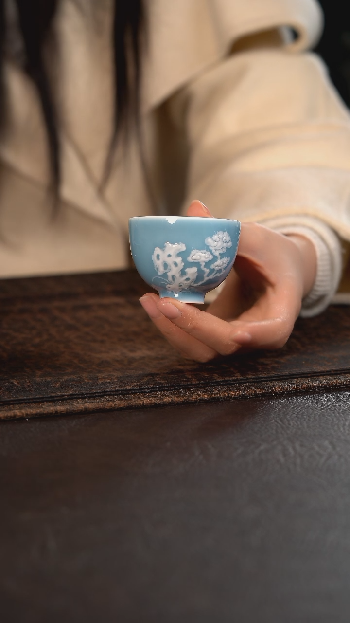 【闪购商品】杯初蓝舍天青灵芝小直口杯