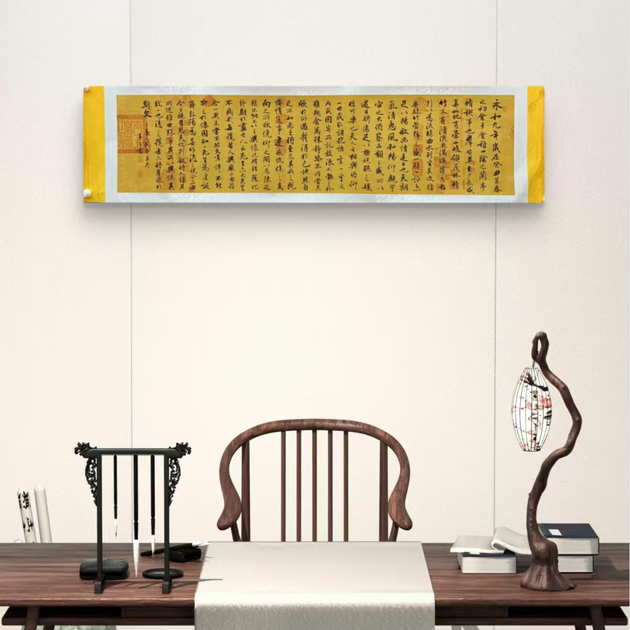 秦全-兰亭集序-180*70-纯手绘卷轴书法