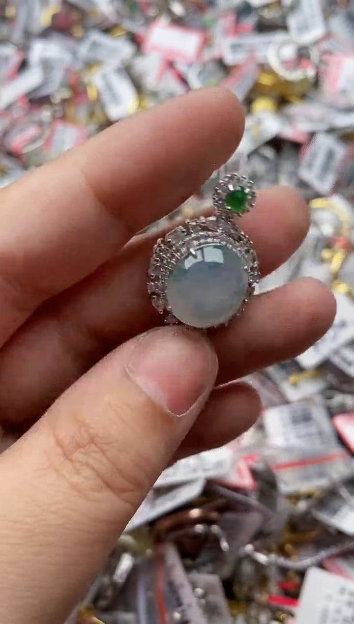 【闪购商品】翡翠戒指银S925镶嵌55555---7