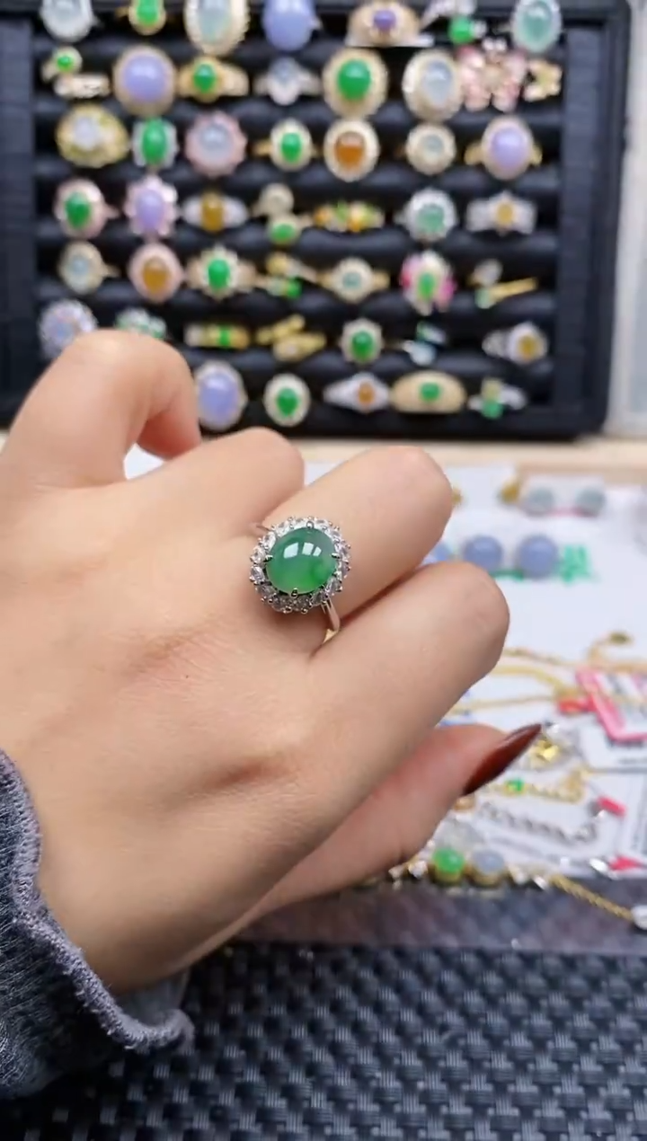 银S925镶嵌戒指翡翠378