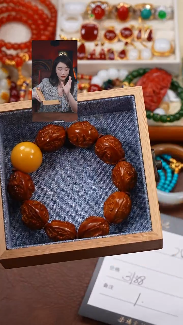 手串橄榄核未镶嵌黄*涛柒禧文玩回血好物