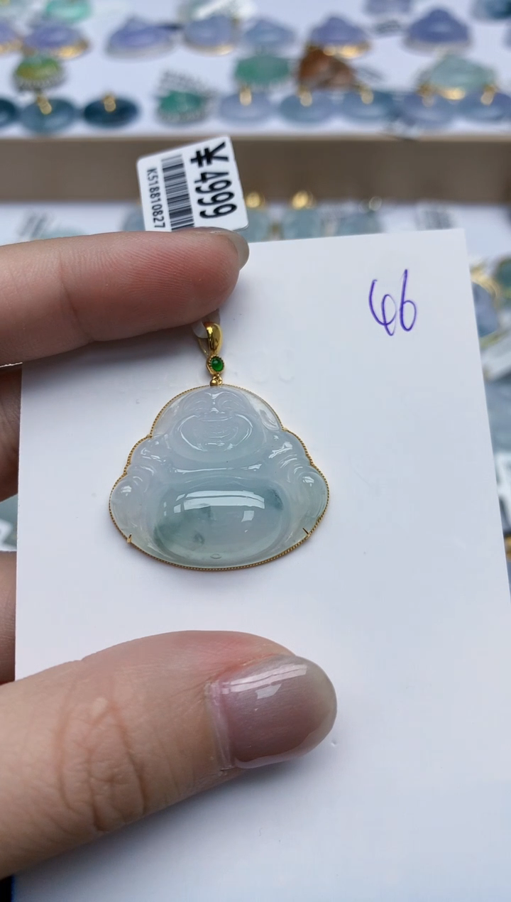 【闪购商品】翡翠颈饰18K金镶嵌天然翡翠A货