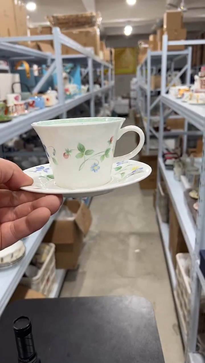 杯子骨瓷（简装）花环咖啡杯碟一套+骨瓷咖啡勺