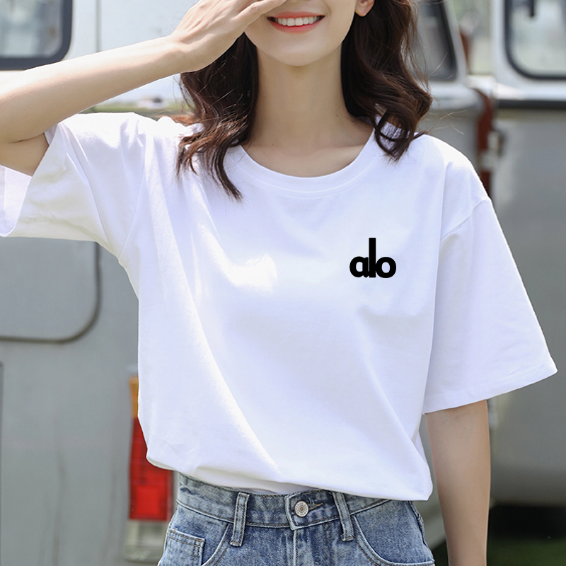 夏季新款正肩纯棉短袖t恤女宽松韩版上衣减龄显瘦百搭H25