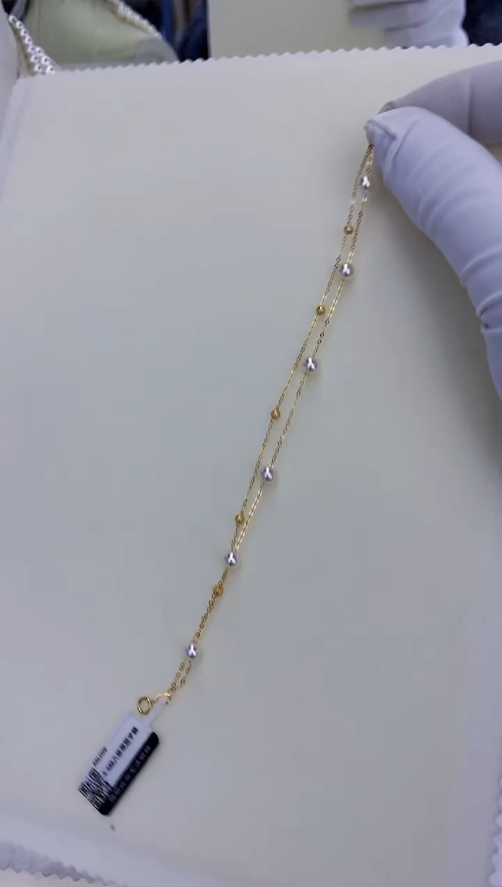 18K金镶嵌饰品海水珍珠双层满天星手链