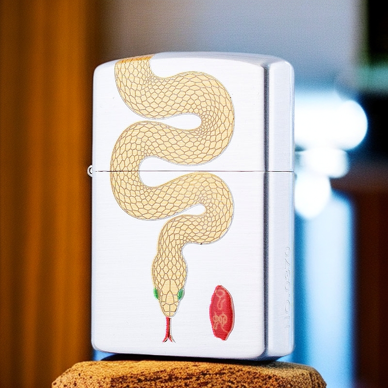 佐罗原装金蛇献瑞煤油打火机双面精雕防风个性潮流新年礼品送男士