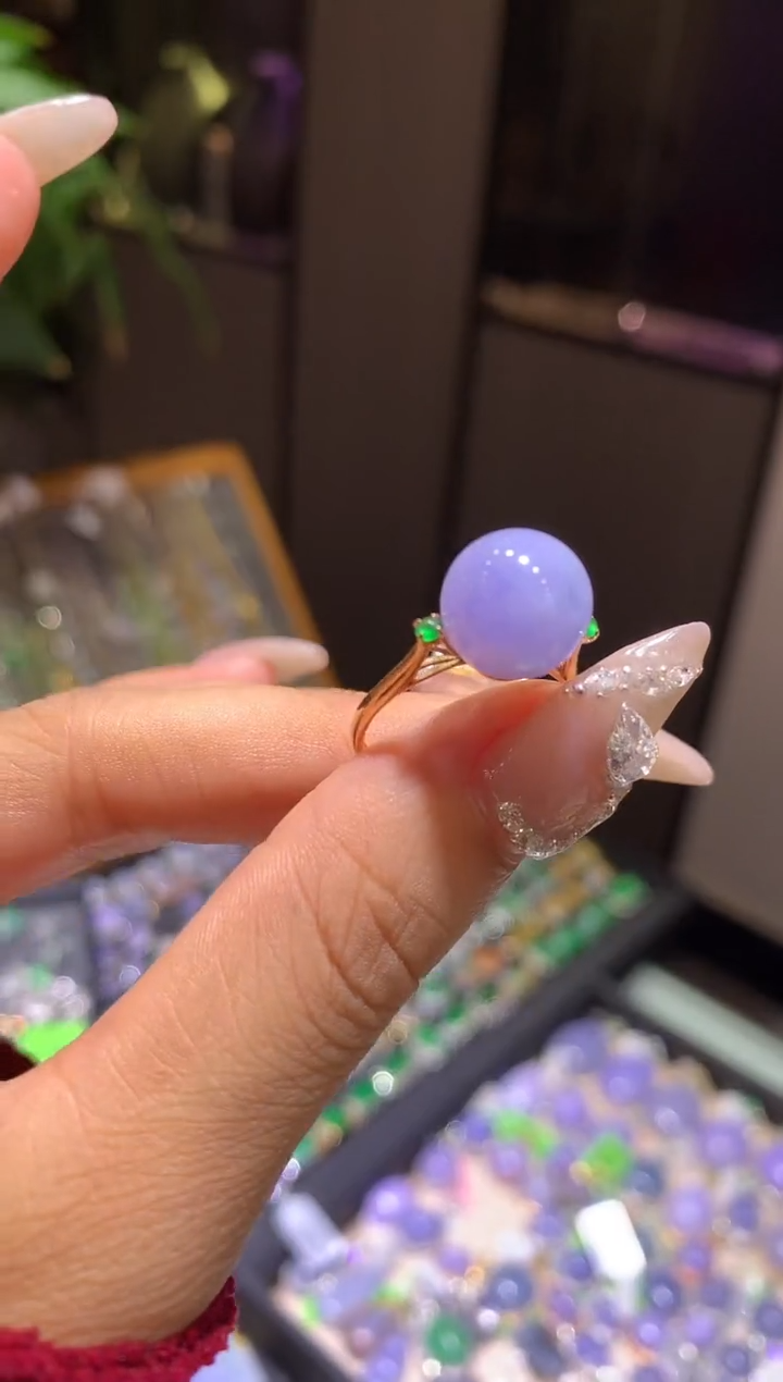 【闪购商品】翡翠吊坠(不含链)18K金镶嵌戒指