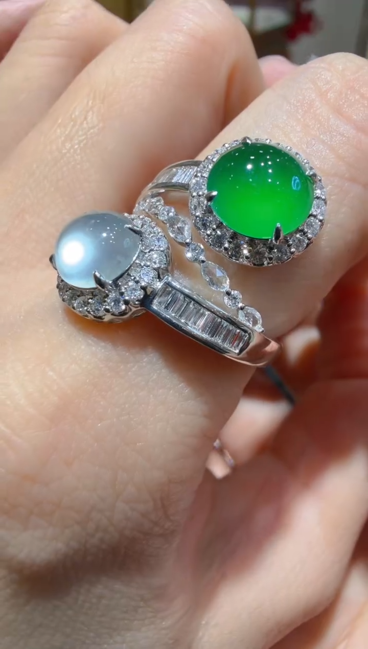 18K金镶嵌戒指翡翠多样性团购发一件