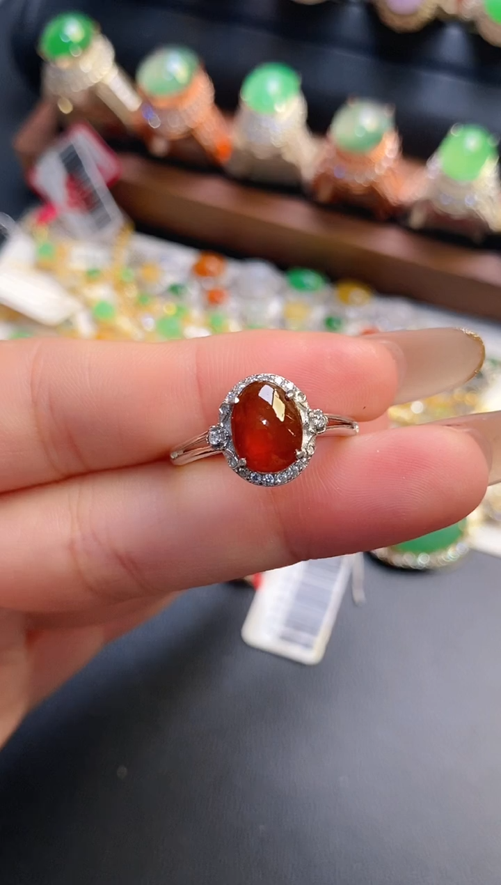 银S925镶嵌戒指翡翠天然