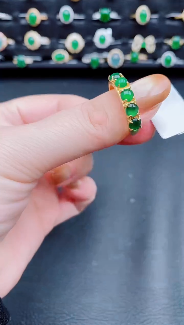 【闪购商品】翡翠戒指银S925镶嵌天然a货翡翠35