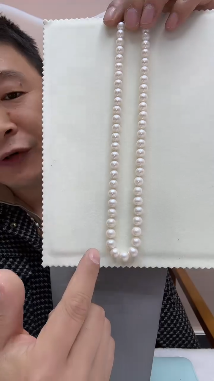 颈饰银S925镶嵌淡水珍珠8-9mm珍珠项链