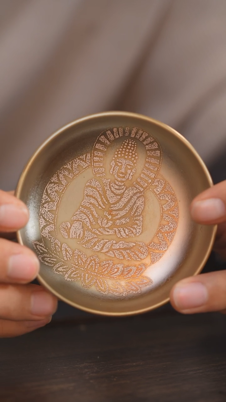 【闪购商品】杯166柴房陶瓷柴烧 错金银普洱杯