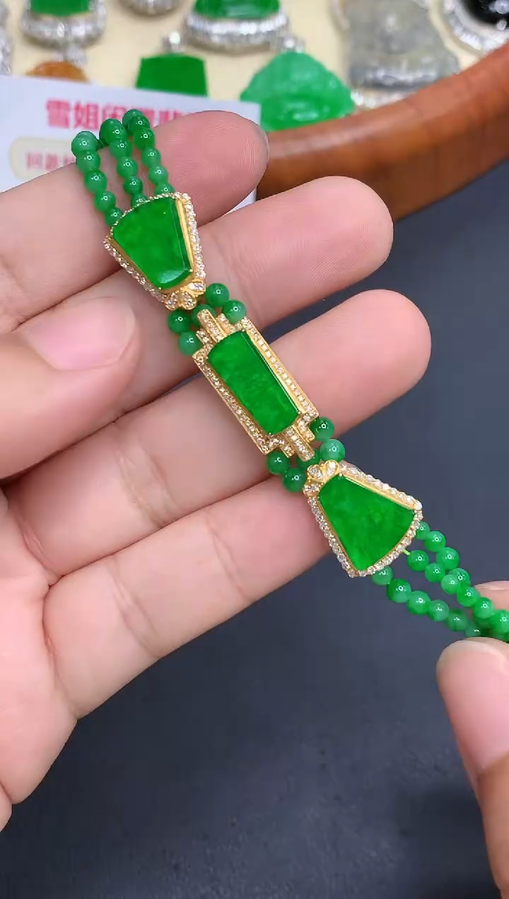 18K金镶嵌手链翡翠585-中国好珍宝