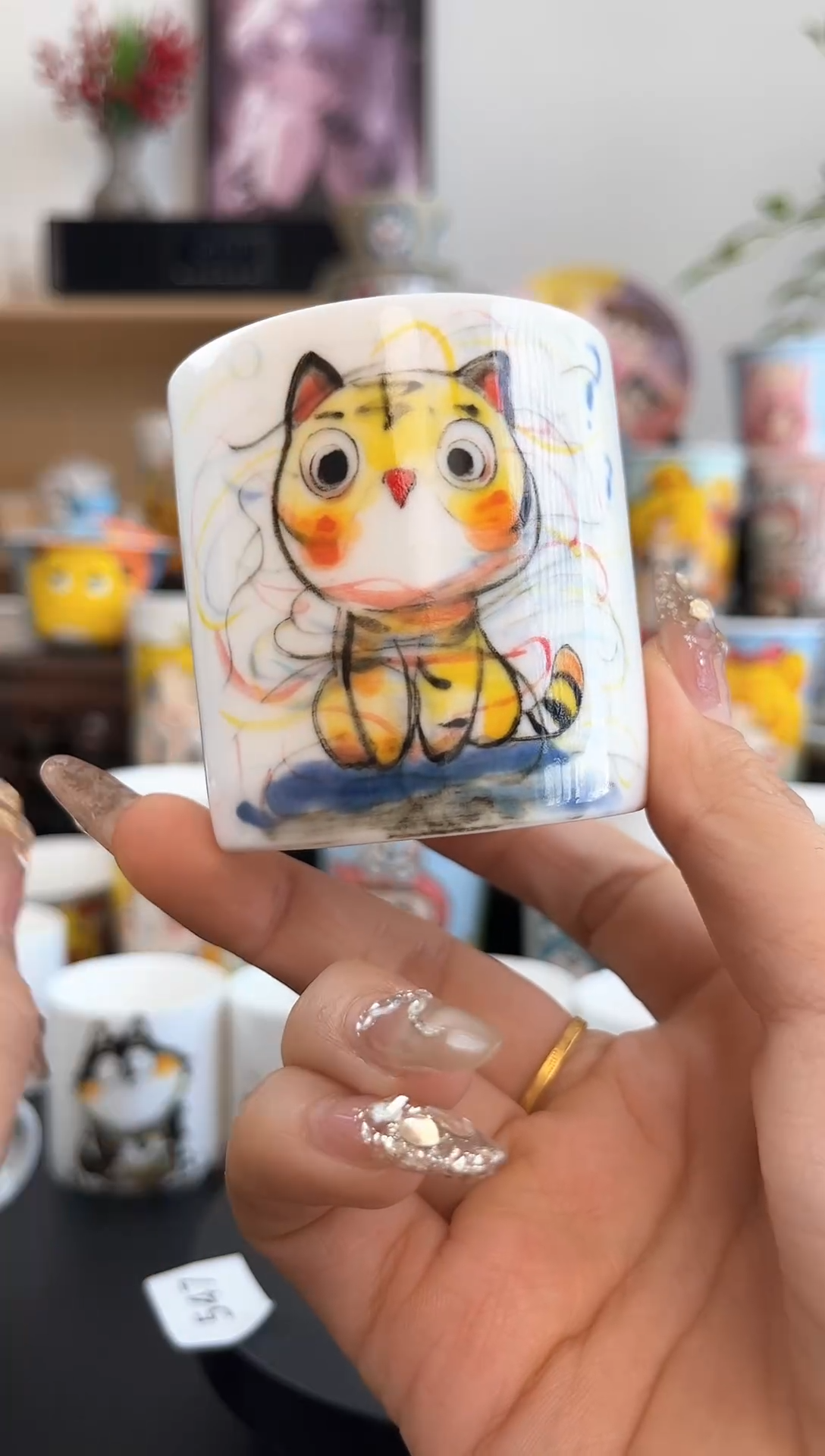 【闪购商品】摆件手工手绘陶瓷小杯杯