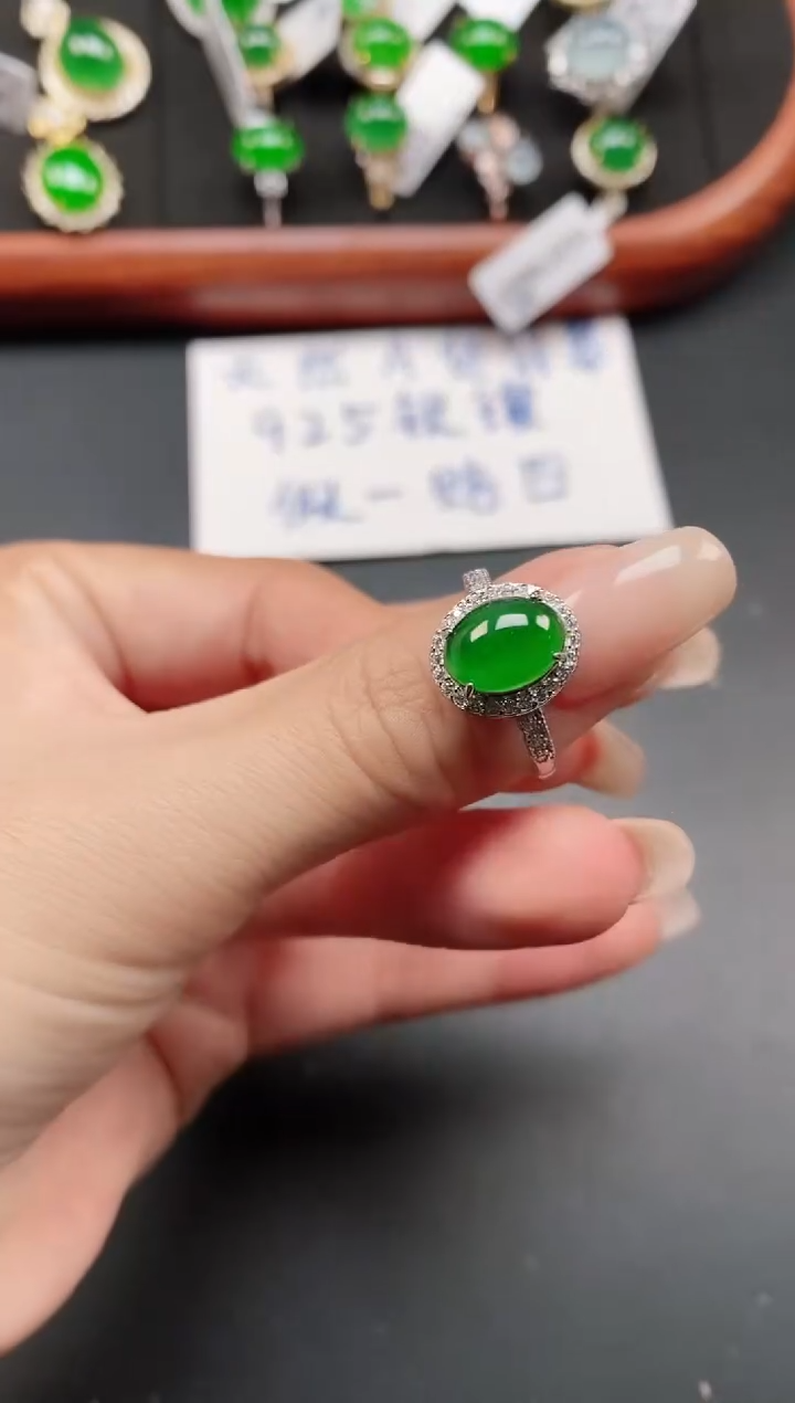 银S925镶嵌戒指翡翠111111