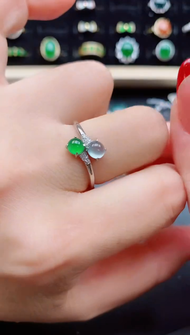 【闪购商品】翡翠戒指银S925镶嵌12121