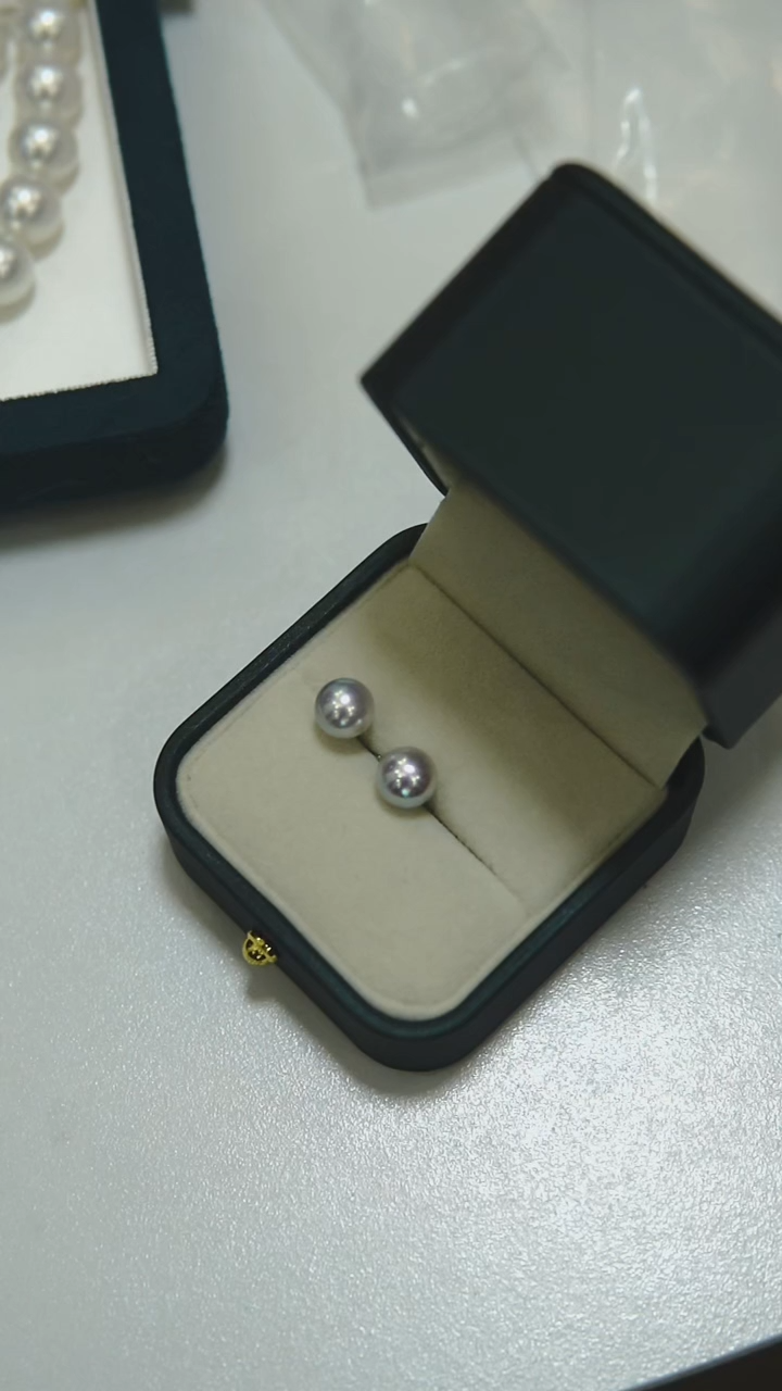 【闪购商品】海水珍珠耳饰银S925镶嵌AKOYA8-9天然无调色蓝色系