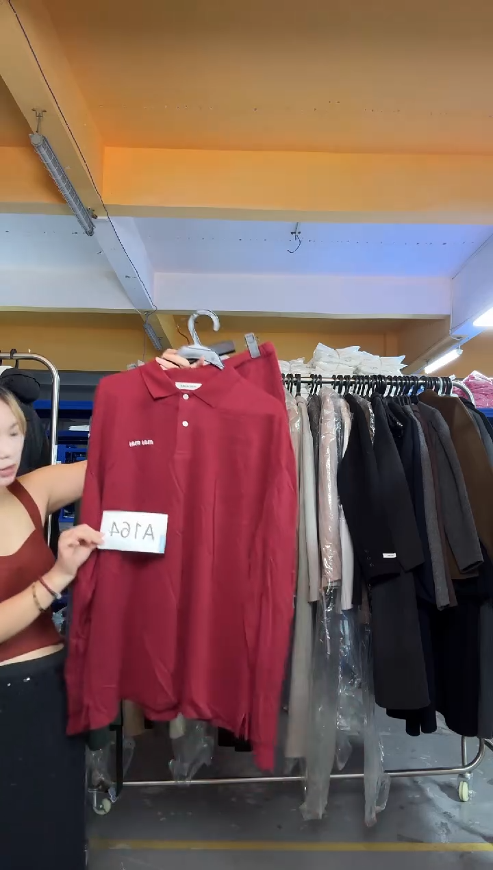 A164酒红色套装L码