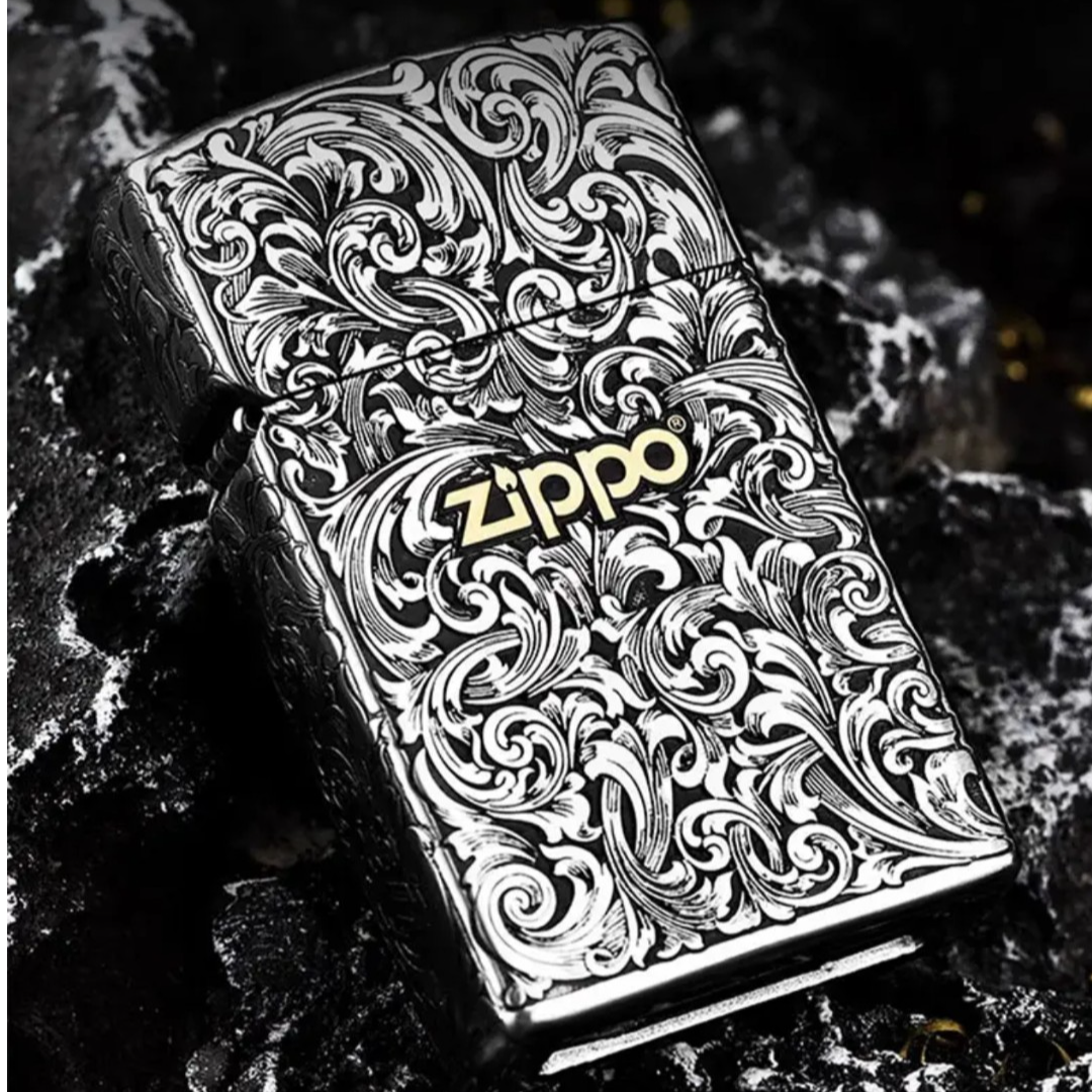 Zippo打火机正品错金银工艺-套壳钢机小唐草原装正版送男士DYJ1