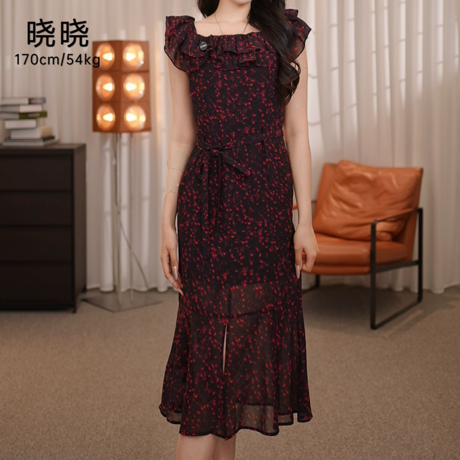 GIRDEAR/哥弟春夏时尚减龄气质轻盈荷叶花边裙150025