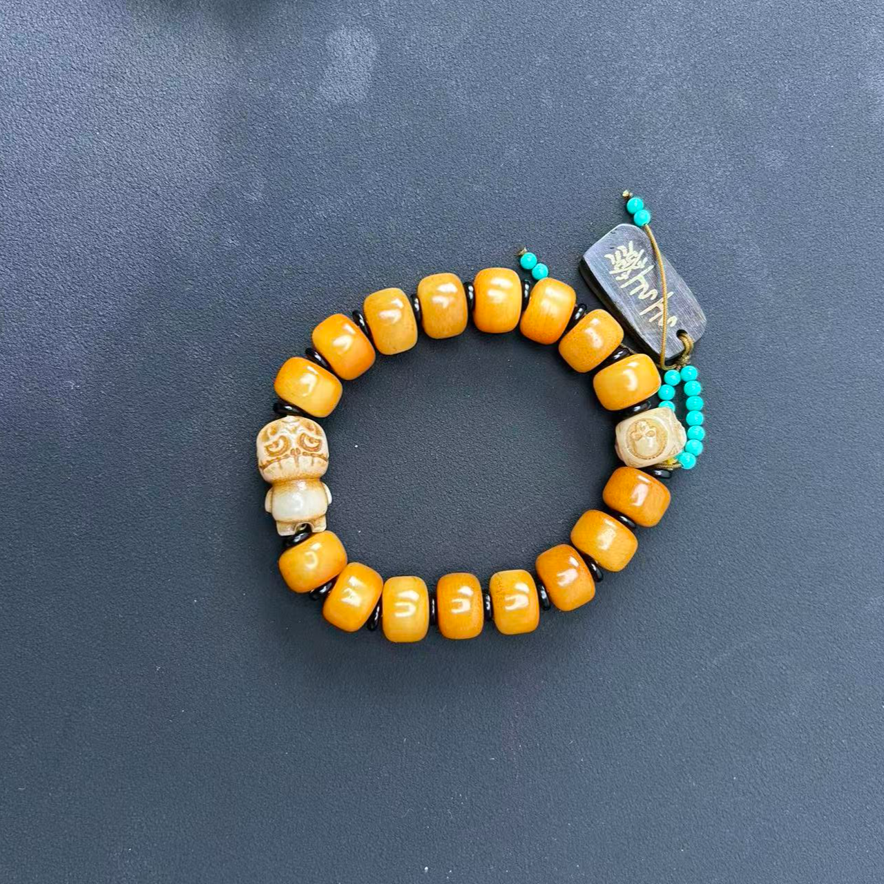 民族风藏区老型牦牛骨阿呆配饰单圈手持文玩手串复古百搭骨文玩