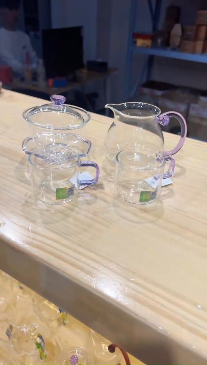 禾器-禅语盖碗-浅紫+浮莲茶海浅紫+清禾杯浅紫2只