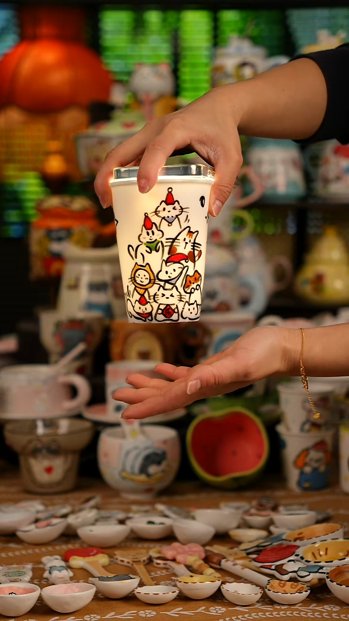 陶瓷无盖款景德镇有彩高温釉下彩纯手绘创意瓷