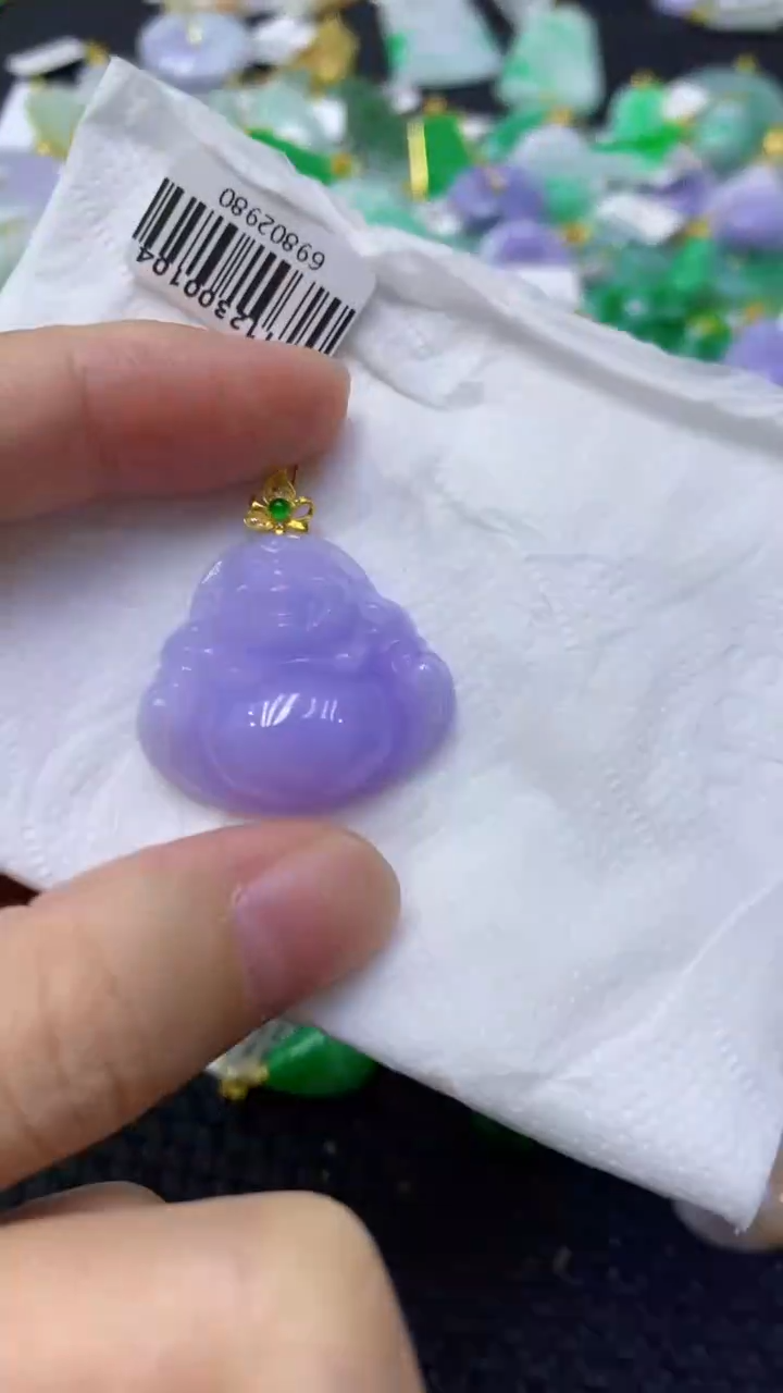 颈饰18K金镶嵌翡翠天然缅甸翡翠A货