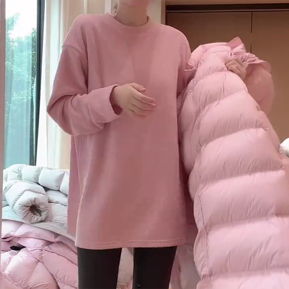 【糯米绒】加厚双面绒百搭宽松慵懒感舒适厚款打底T恤W1275