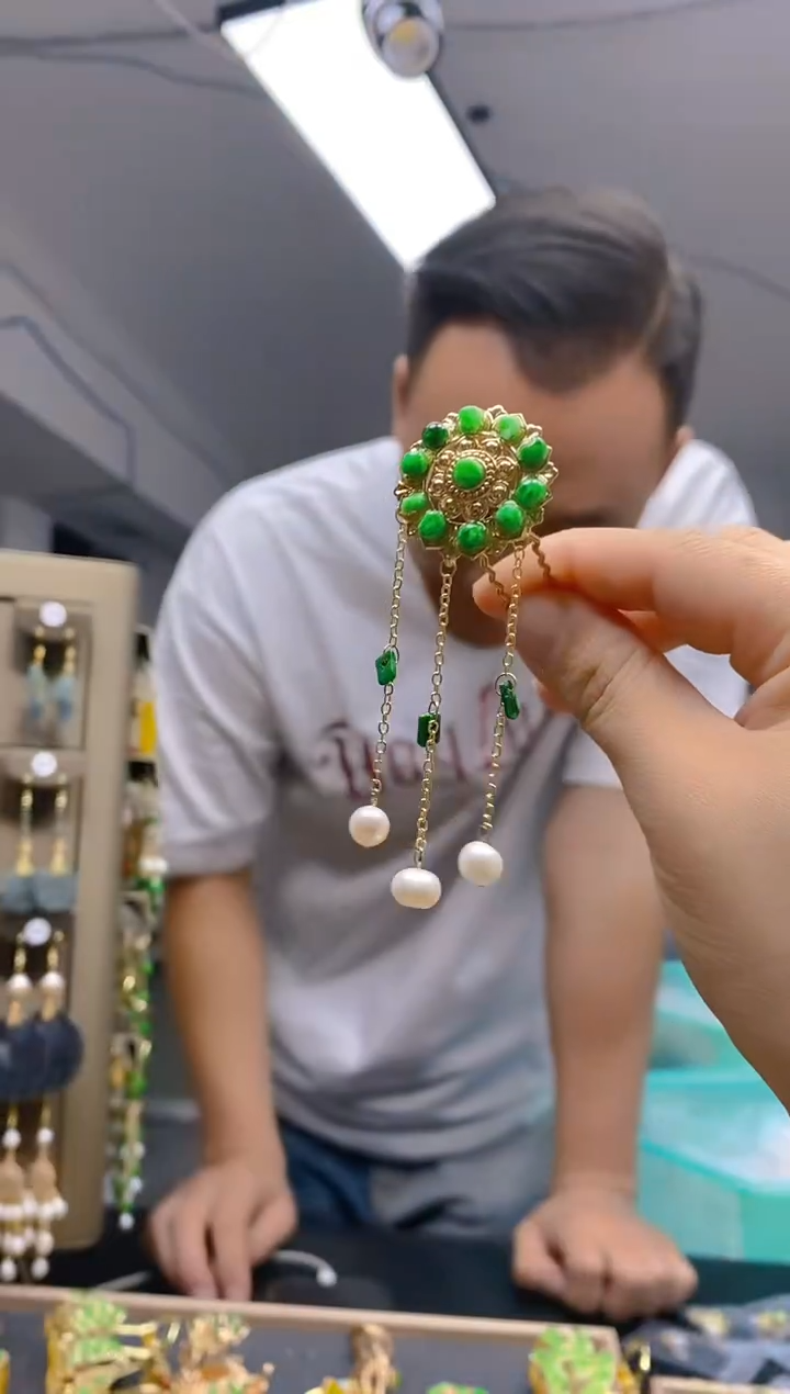 【闪购商品】翡翠耳饰合金321翡翠发簪