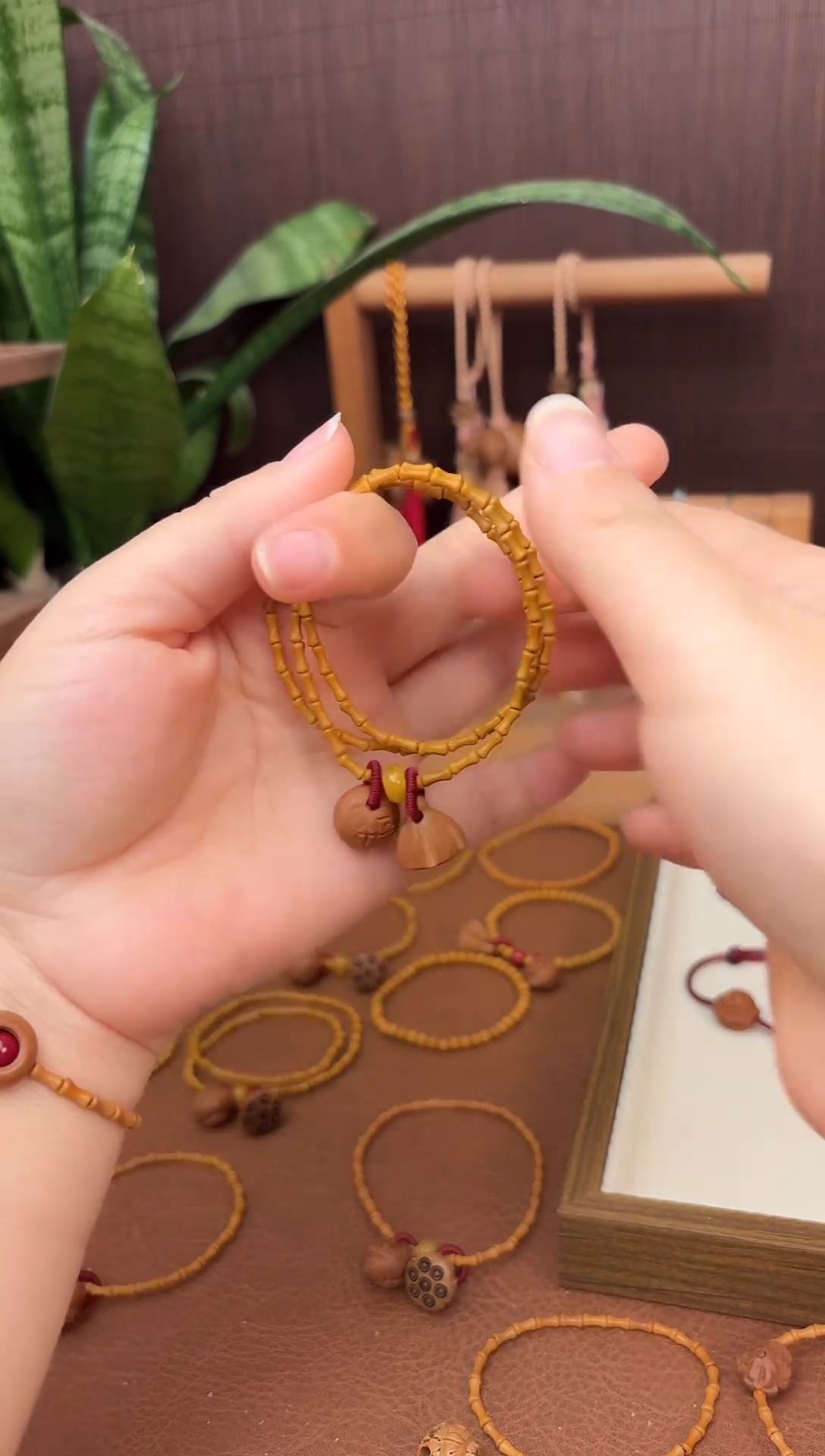 手串桃核三圈好运莲莲竹节跑环