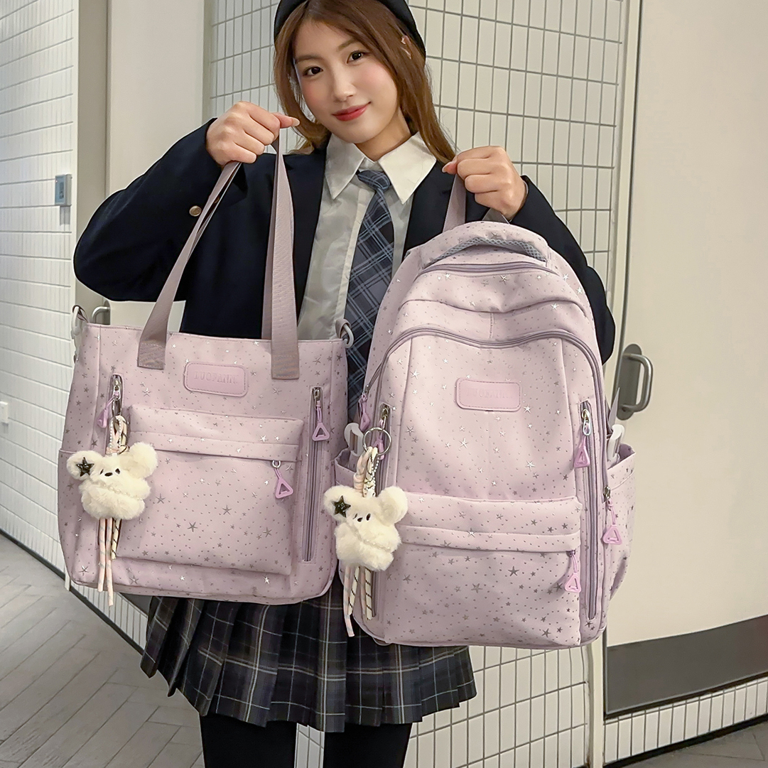 韩版甜美风双肩包小清新初中生日系女高中生大学生电脑包书包韩式