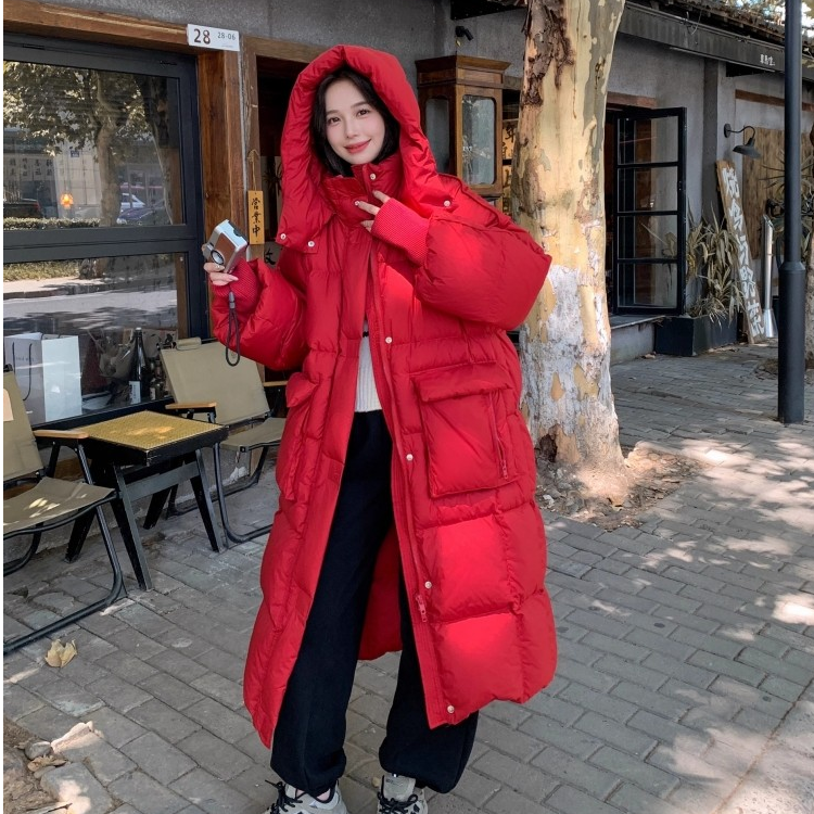 （冬日款）宽松连帽90鹅绒休闲加厚韩冬季时尚长款羽绒服2206