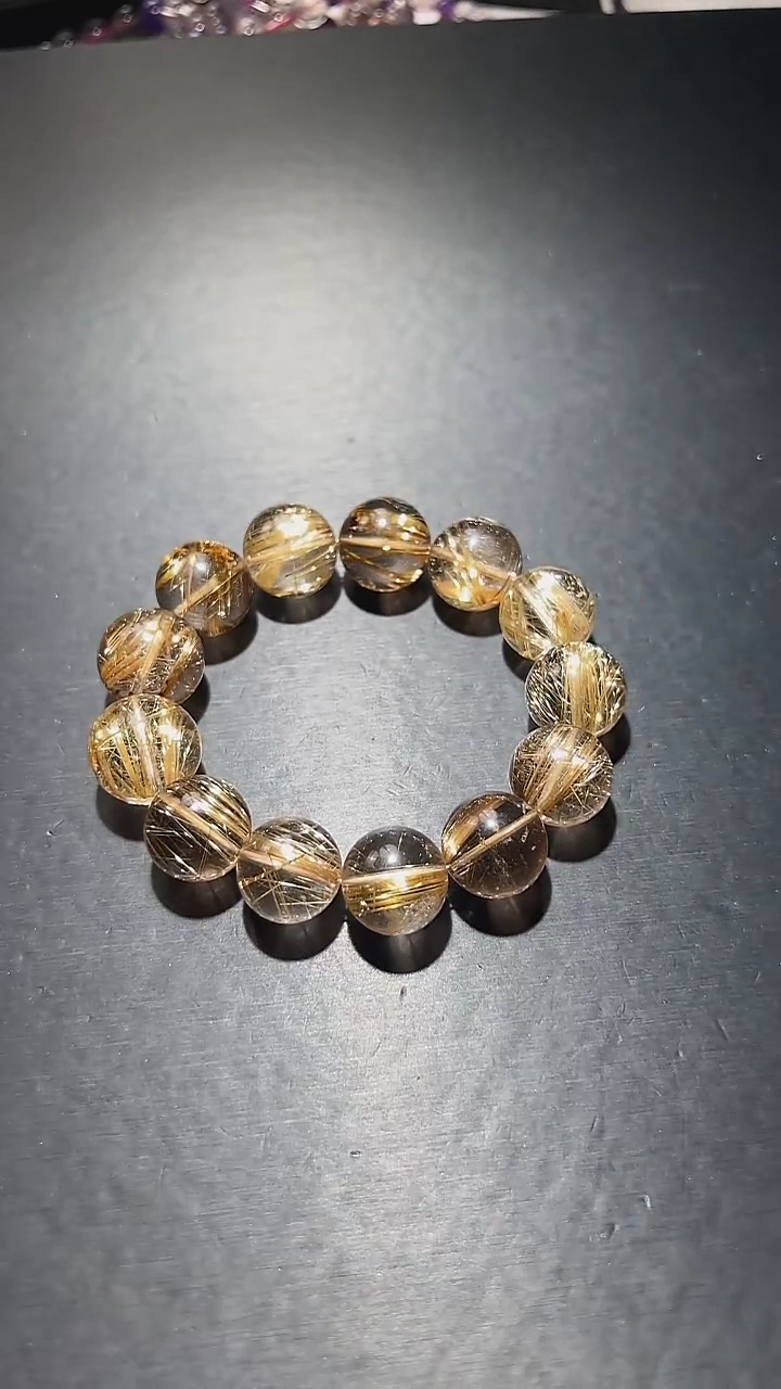 【闪购商品】水晶手链未镶嵌金钛晶18mm106克手串Z300