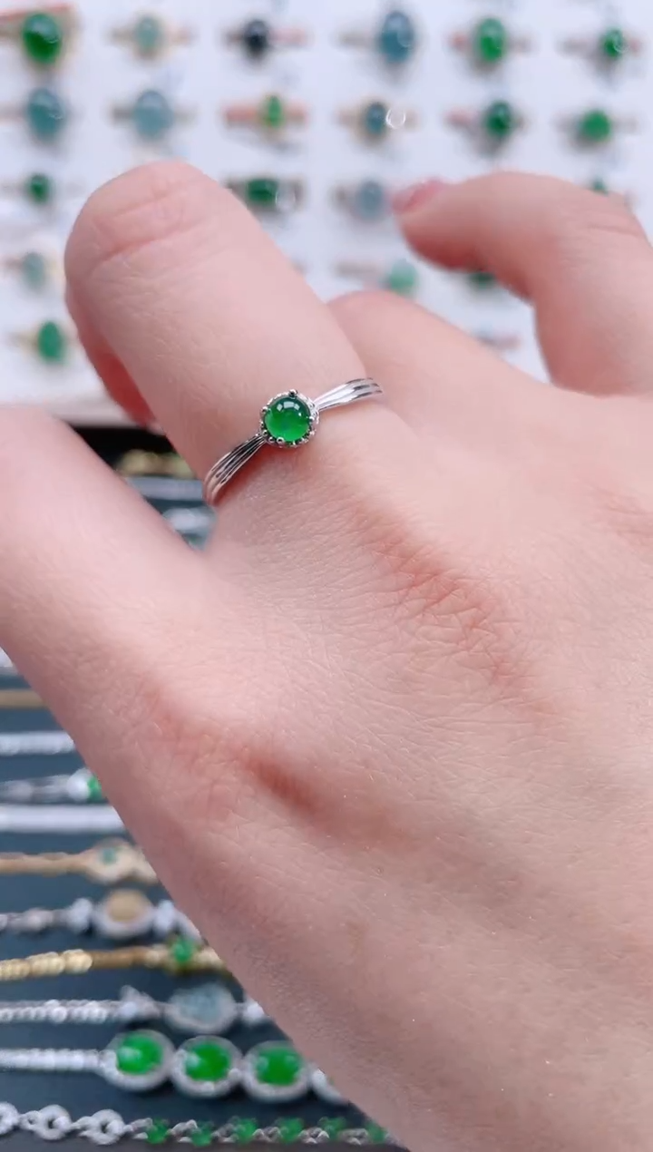 银S925镶嵌戒指翡翠天然翡翠