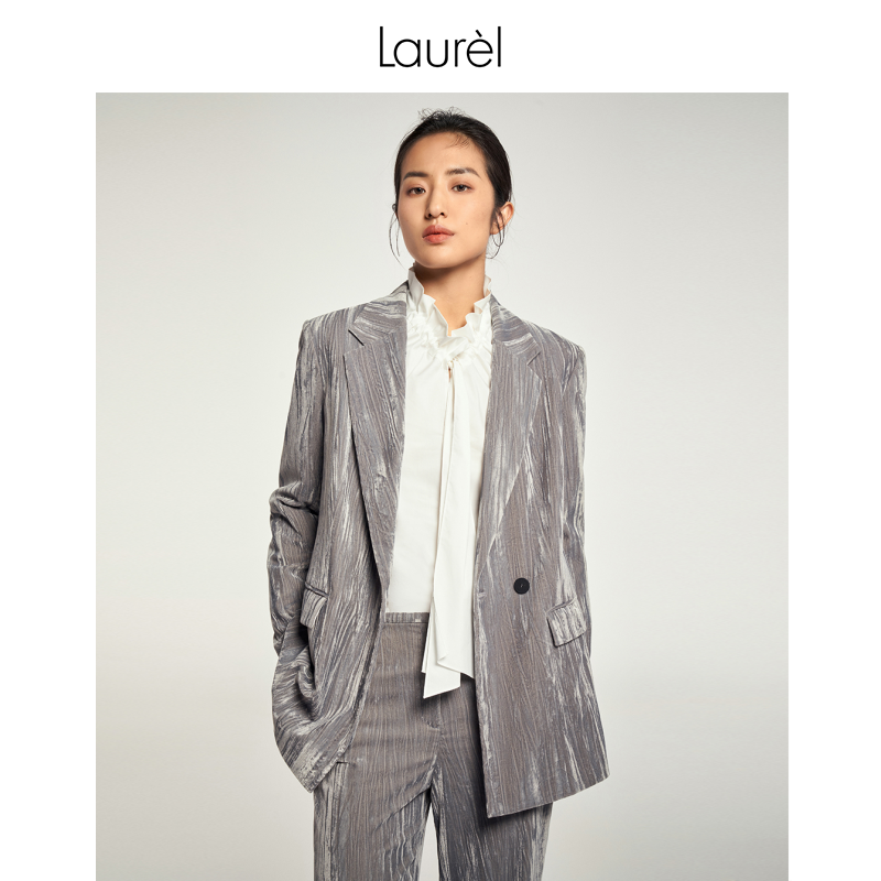 【粉丝专享】Laurel劳芮光感压褶丝绒直身西装LWL343T00400